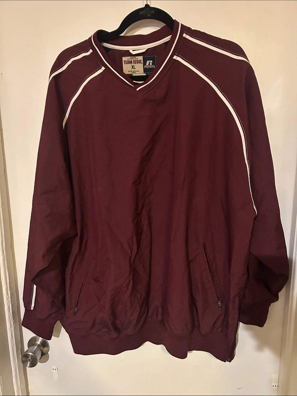 Russell Athletic Maroon Pullover Jacket with White Piping